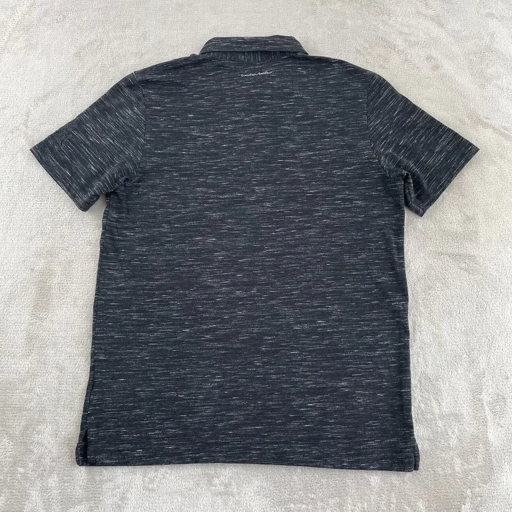Travis Mathew‎ Flying Tortilla Polo Shirt Men Large Heather Black Corp Logo NWOT